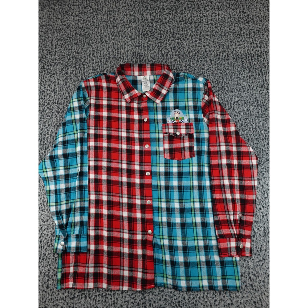 Disney Toy Story Flannel Unisex XL Multicolor NEW Holiday Plaid Colorblock Shirt